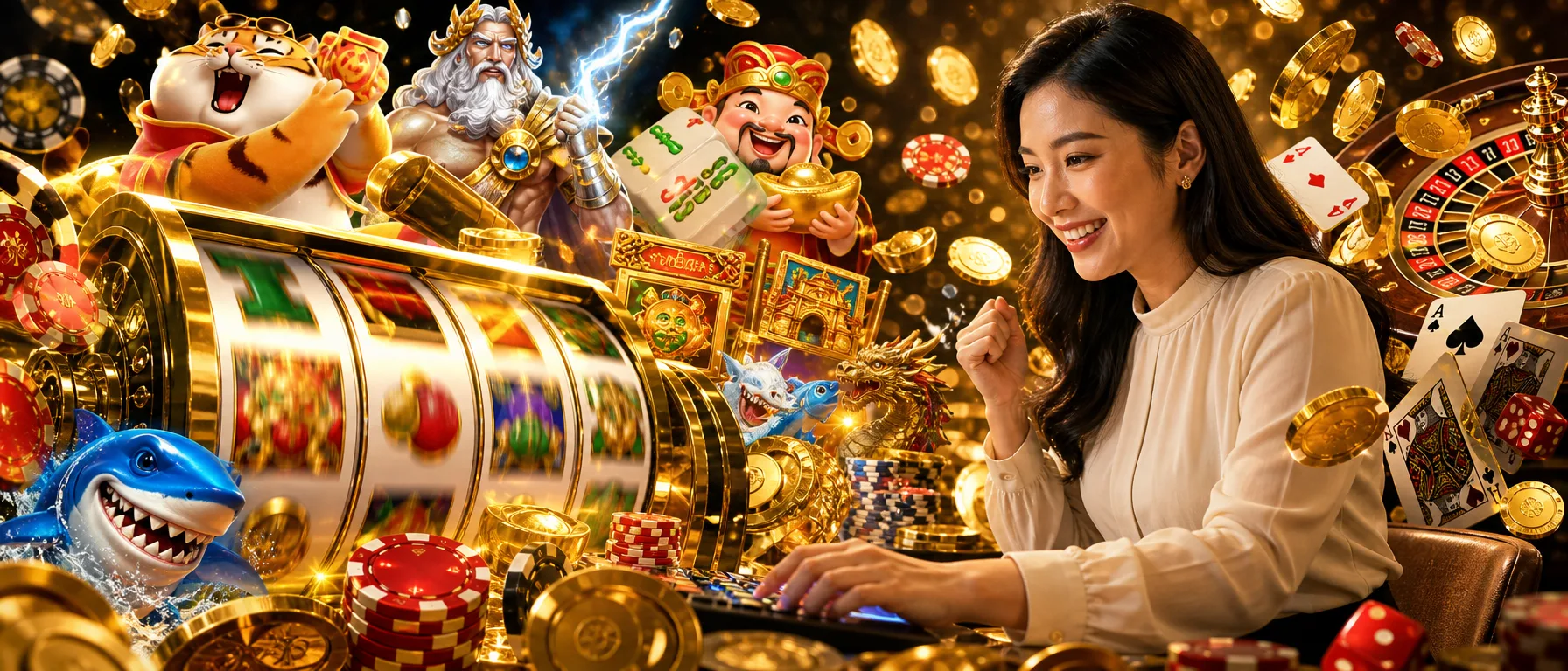 The games you actually want to play, ready when you are. Super Ace, Fortune Tiger, Mahjong Ways, Gates of O… – gold slots collage illustration